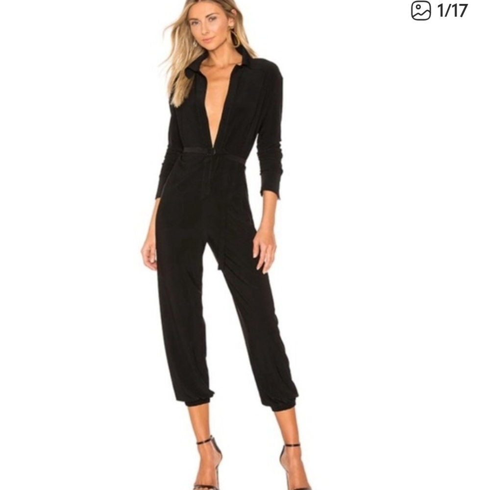 Norma Kamali SLIP Black JUMPSUIT Sz S